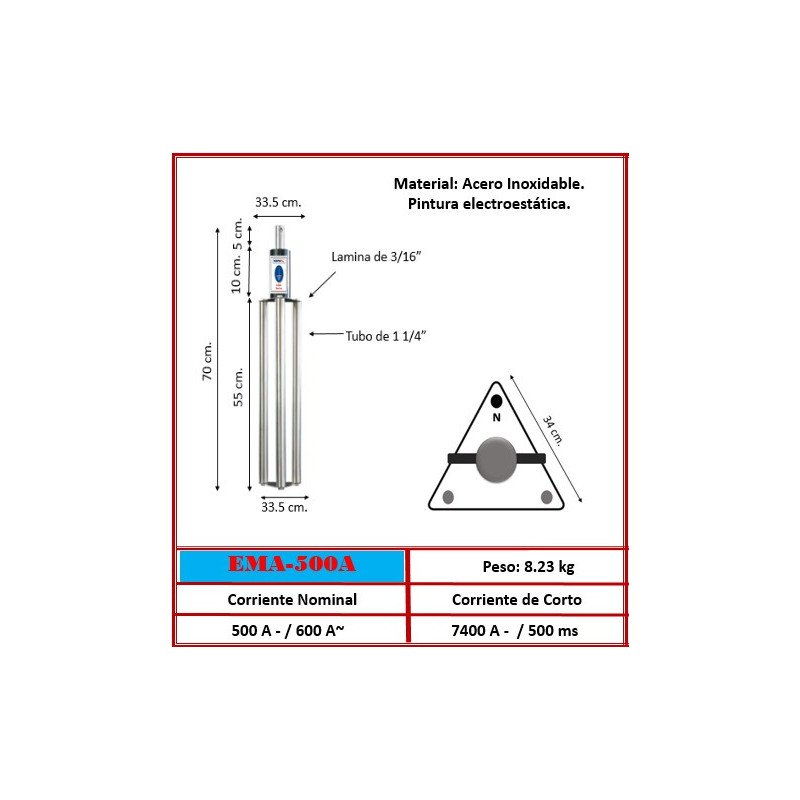 Electrodo EMA-500A | Alta Capacidad 600A | Acero Inox